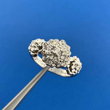 Designer EA China Sterling Silver 925 Cubic Zirconia CZ  Flower Cluster Ring