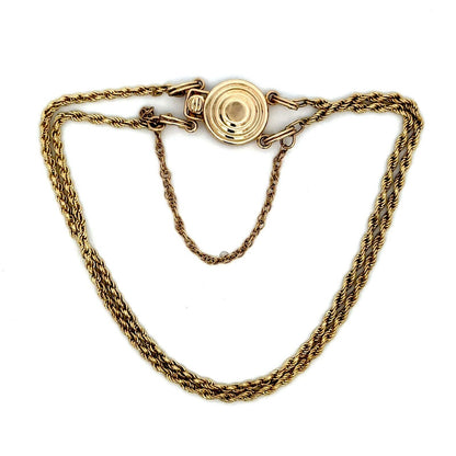 Designer KLJCI 14K Yellow Gold Two Strand Rope Chain Slide Charm Bracelet