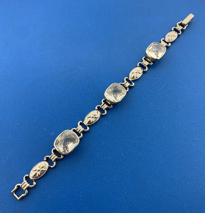 925 Sterling Silver Rectangle White Quartz Statement Tennis Bracelet