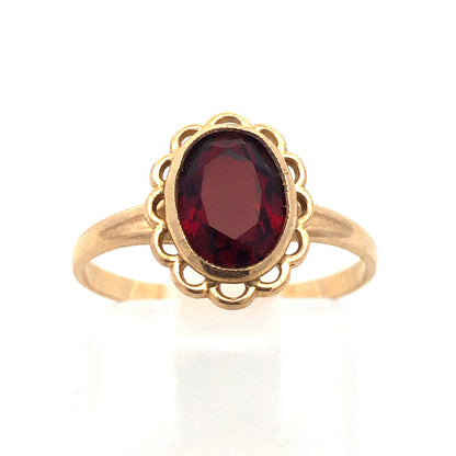 Vintage PSCO 10K Yellow Gold Oval Garnet January Anniversary Sweetheart Ring