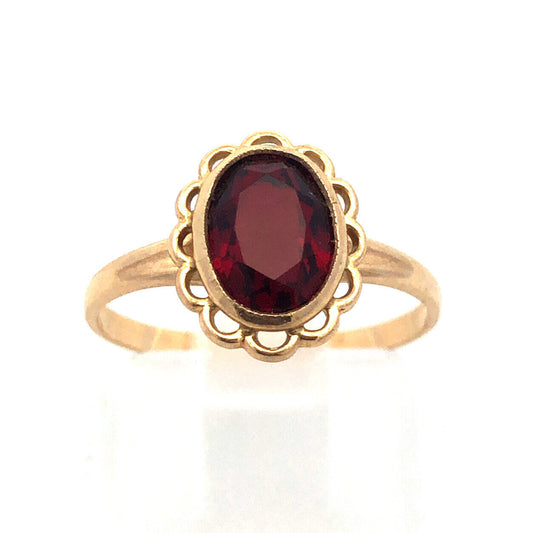 Vintage PSCO 10K Yellow Gold Oval Garnet January Anniversary Sweetheart Ring