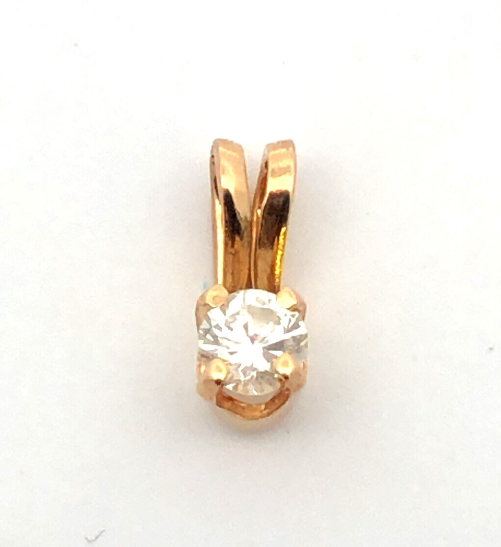 Classic 14K Yellow Gold Round Diamond Solitaire Pendant