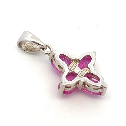 Designer TGGC 925 Sterling Silver Pink Oval Sapphire Cross Charm Pendant