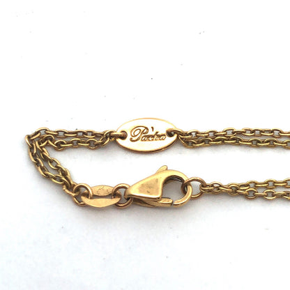 Designer Pacha 18K Yellow Gold Diamond Bar Double Oval Link Chain Necklace