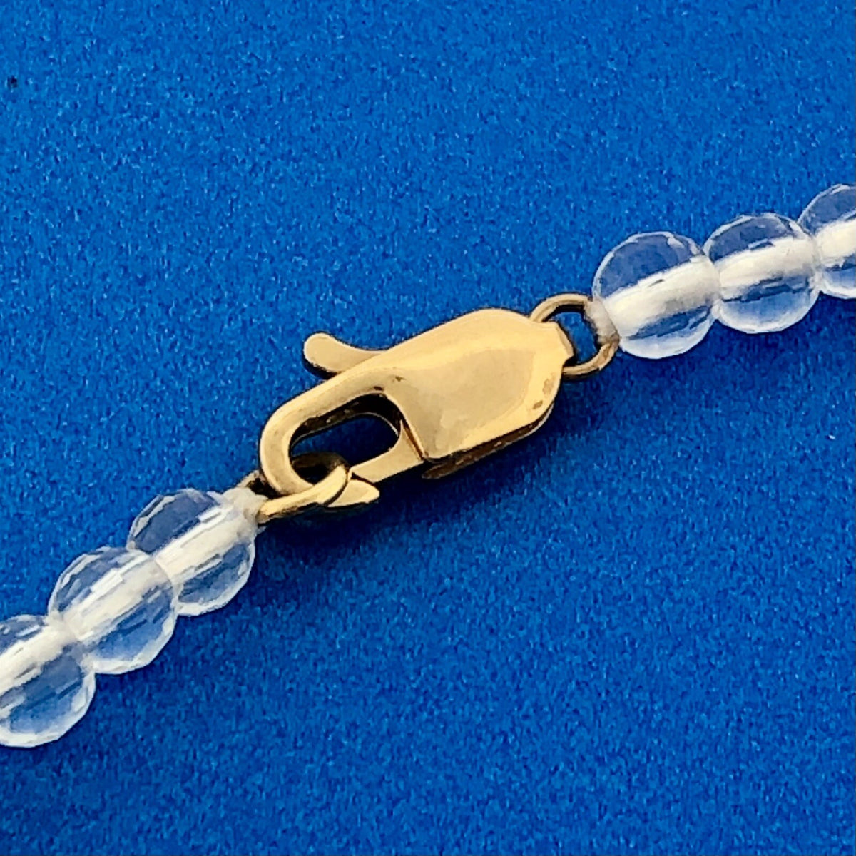 Designer SF 14K Yellow Gold Faceted Clear White Amethyst Bead Necklace