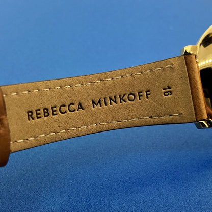 Rebecca Minkoff GRL PWR Girl Power Leather Strap Women's Designer Watch In Box