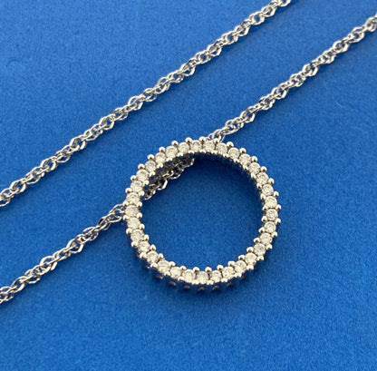 Designer 14K White Gold Diamond Infinity Eternity Anniversary Pendant Necklace