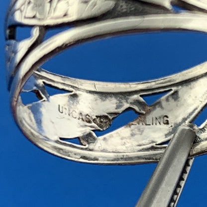 Vintage UNCAS 925 Sterling Silver Floral Design Cigar Band Ring