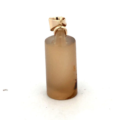 Vintage 14K Yellow Gold Reticulated Quartz Carved Chinese Chop Stamp Pendant
