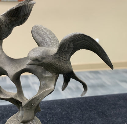 1976 Irving Burgues Pewter Limited Edition Swallows Birds Modernist Statue