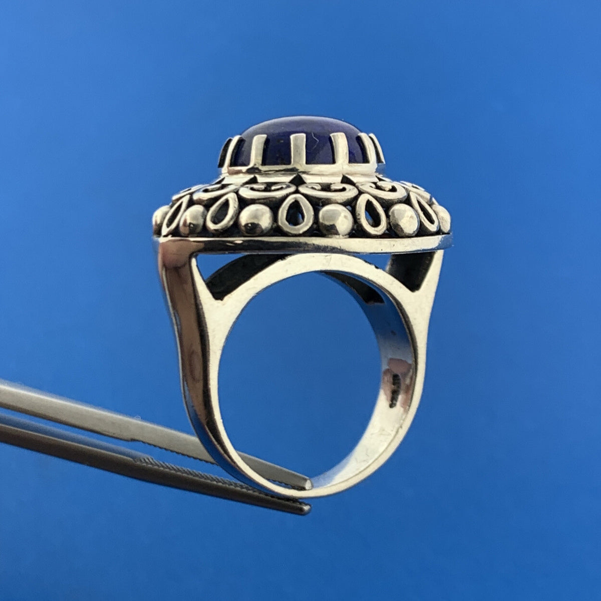 Designer Doug Paulus DP Sterling Silver Lapis Lazuli Statement Cocktail Ring