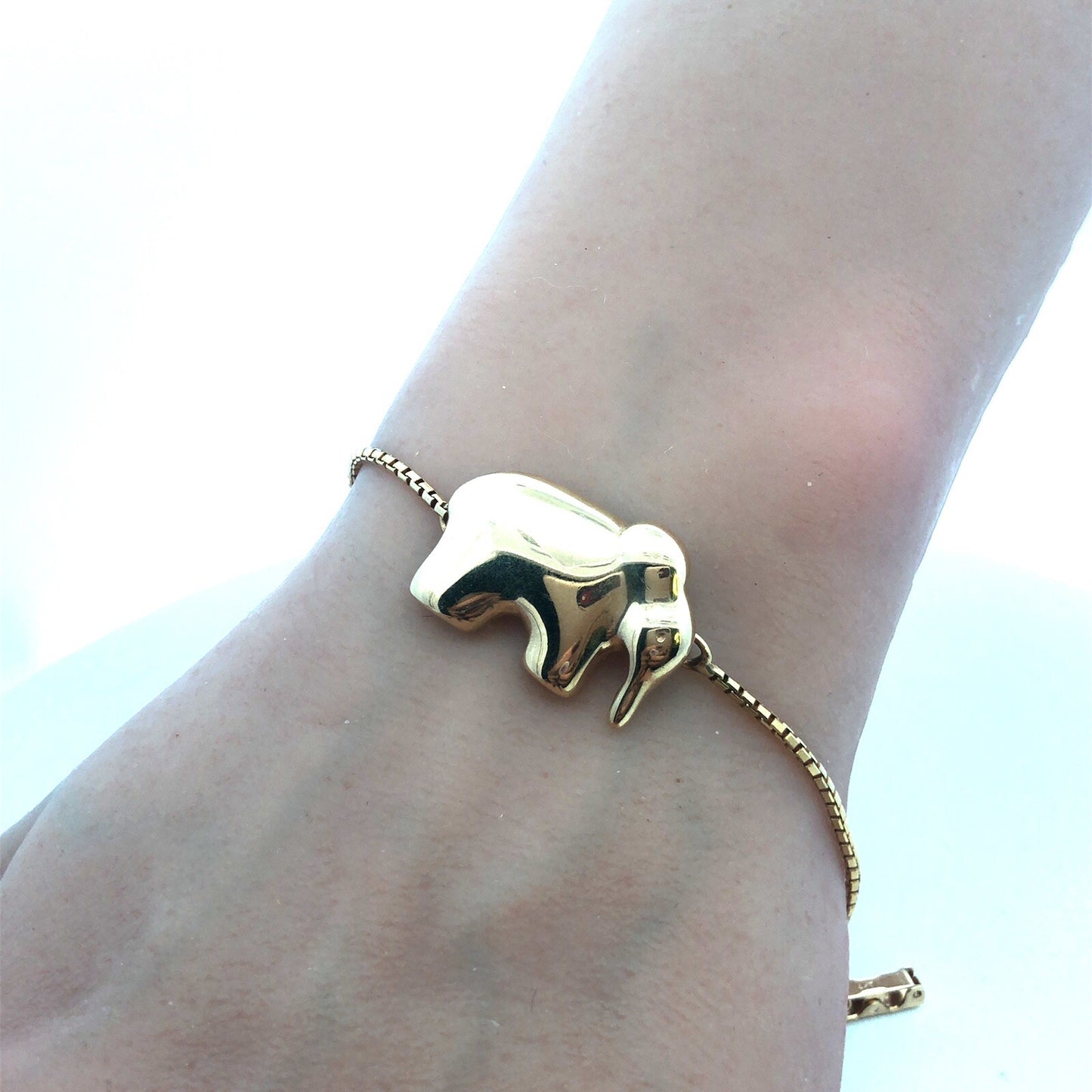 Mignon Faget 14K Yellow Gold Elephant Animal Cracker Venetian Box Link Bracelet