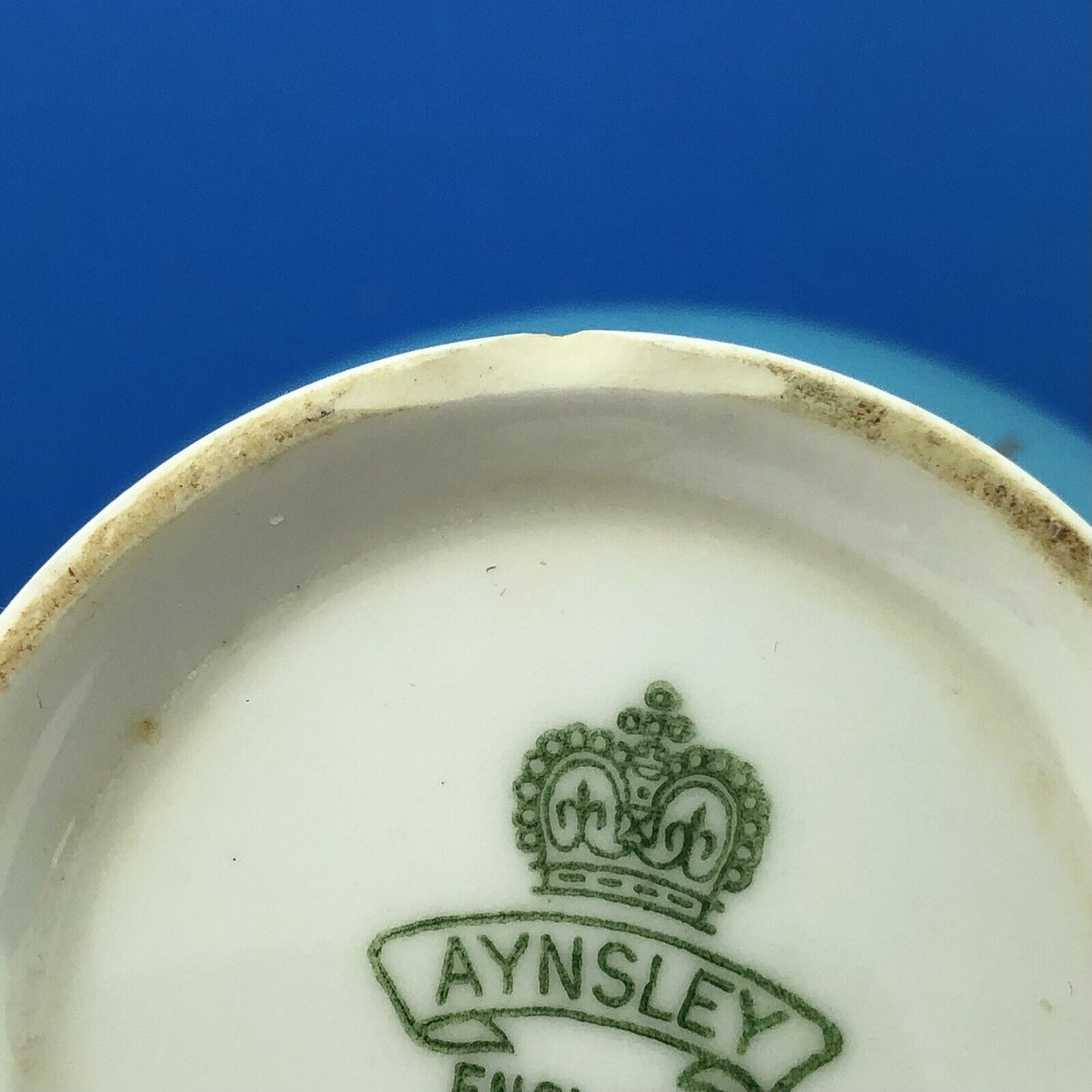 Aynsley English Bone China Aqua Turquoise Gold Floral Vine Tea Cup/Saucer