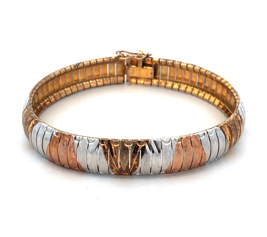 Designer Milor Italy 925 Sterling Silver Vermeil Gold Rose Gold Chain Bracelet