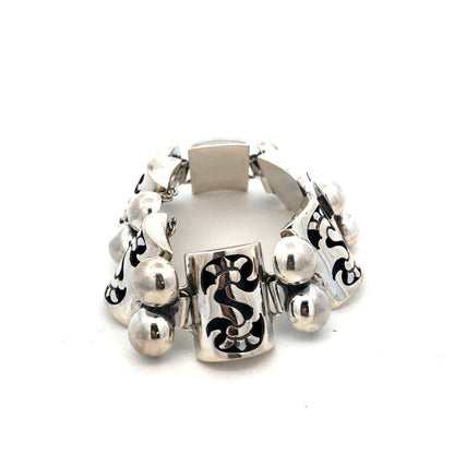 1960's Taxco TPN Mexico 925 Sterling Silver Shadowbox Panel Statement Bracelet