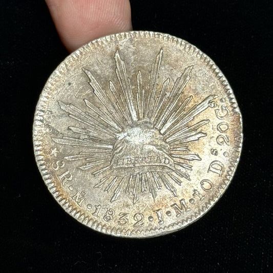 1832 Mo Mexico Mint 8 Reales .903 Silver J.M. Cap & Rays Libertad Coin