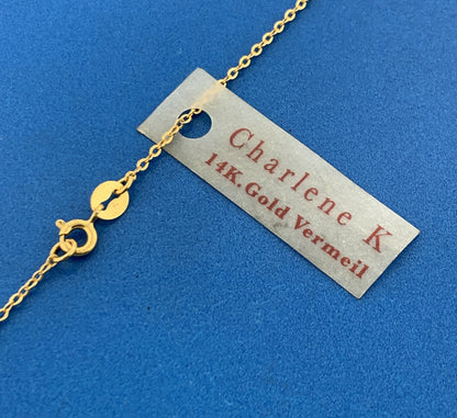 Designer Charlene K Sterling Silver 14K Vermeil Golden Agate Pendant Necklace