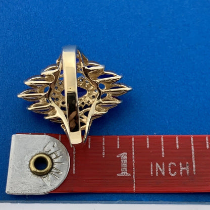 Gorgeous 10k Yellow Gold Marquise Purple Amethyst Diamond Accent Cluster Ring