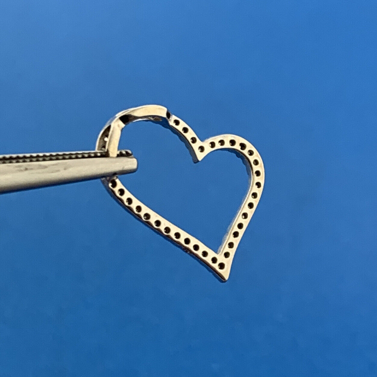 Designer 14K White Gold Diamond Modernist Heart Love Promise Bridal Pendant