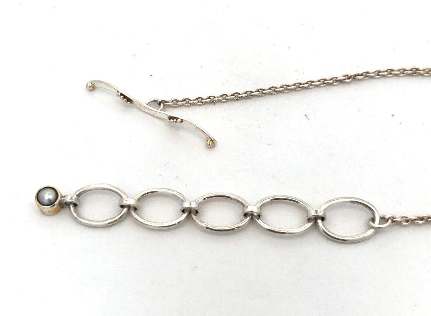 Designer Doug Paulus 925 Sterling Silver Blue Larimar Aquamarine Pearl  Necklace