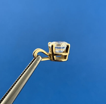 Diamonique 14k Yellow Gold Round Sparkling White Cubic Zirconia Charm Pendant