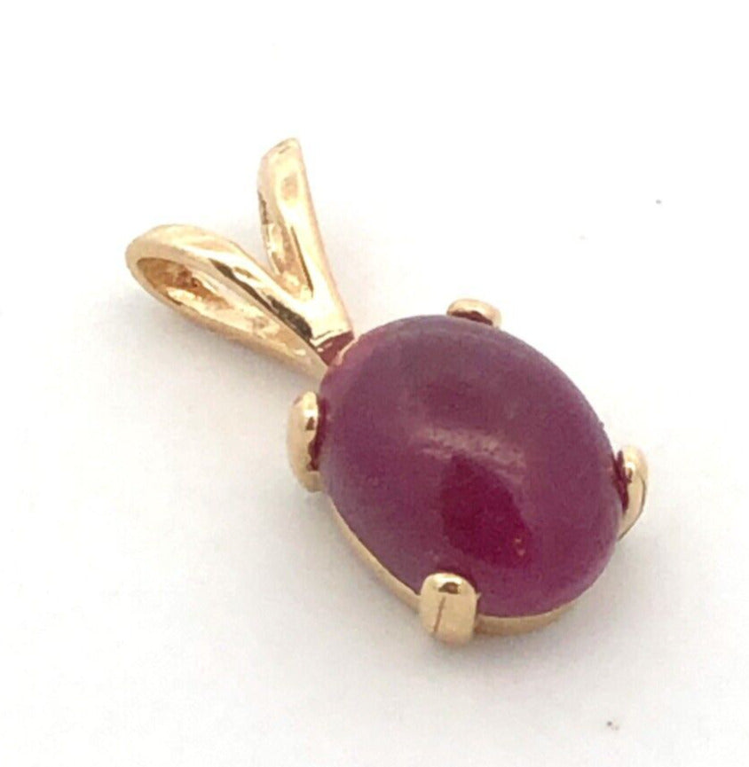Designer 14K Yellow Gold Oval Purple Ruby Solitaire Pendant