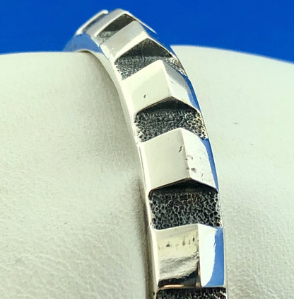 Rare Mignon Faget 925 Sterling Silver Rotated Dentils Stackable Cuff Bracelet