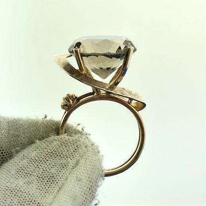 Gorgeous 14k Yellow Gold Large Smoky Quartz Free Form Statement Ring Size 7.25