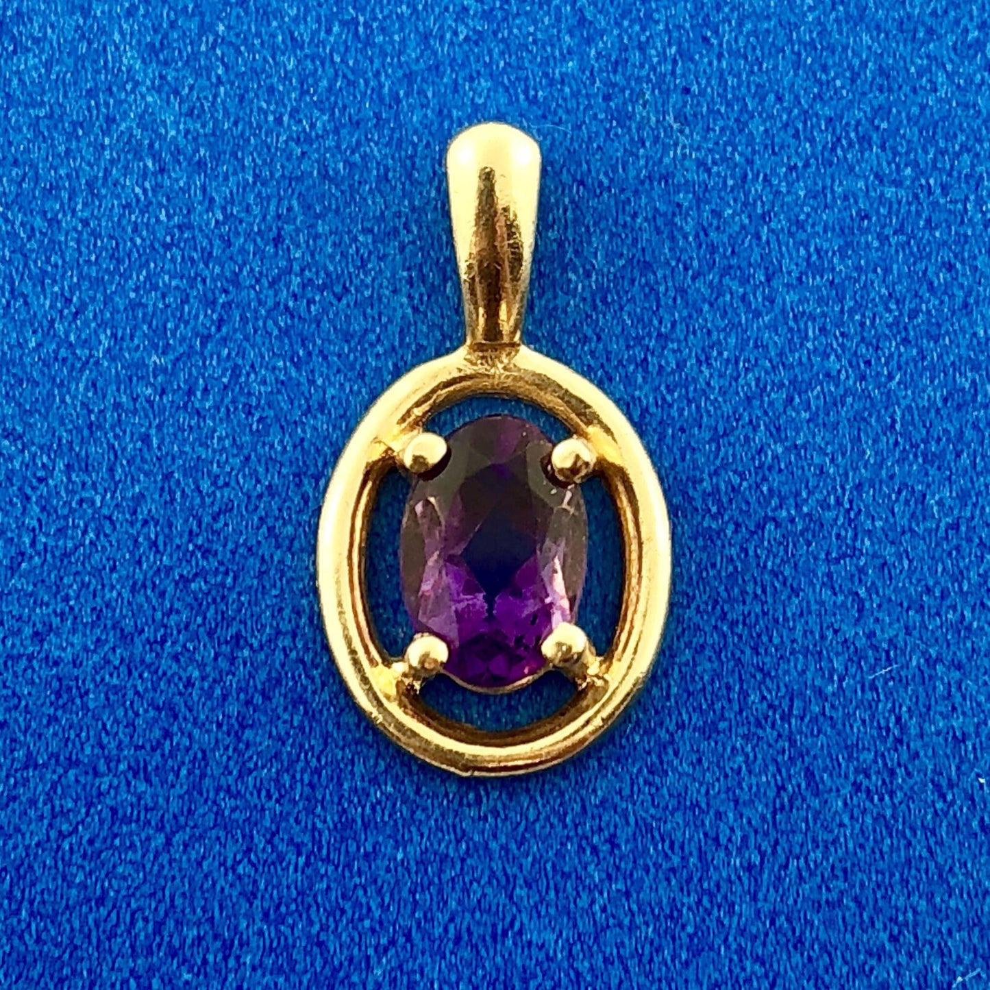 Modernist 14K Yellow Gold Oval Amethyst February Anniversary Pendant