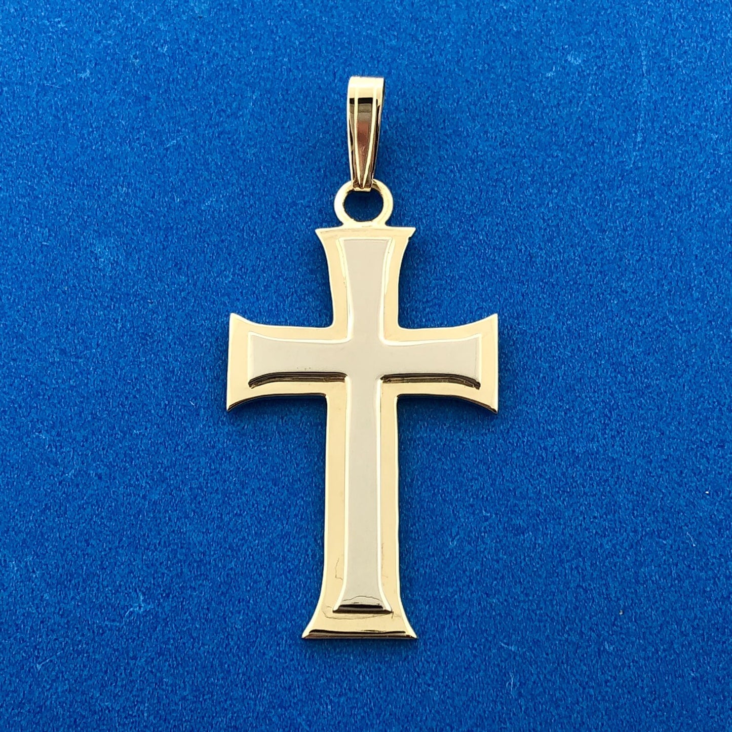 Modernist 14K Yellow White Gold 2 Toned Religious Faith Cross Communion Pendant