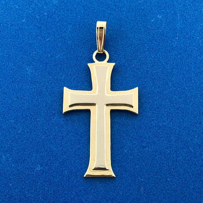 Modernist 14K Yellow White Gold 2 Toned Religious Faith Cross Communion Pendant