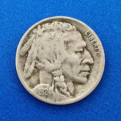 1924 D Indian Head Buffalo Nickel Better Key Scarce Denver Mint Coin
