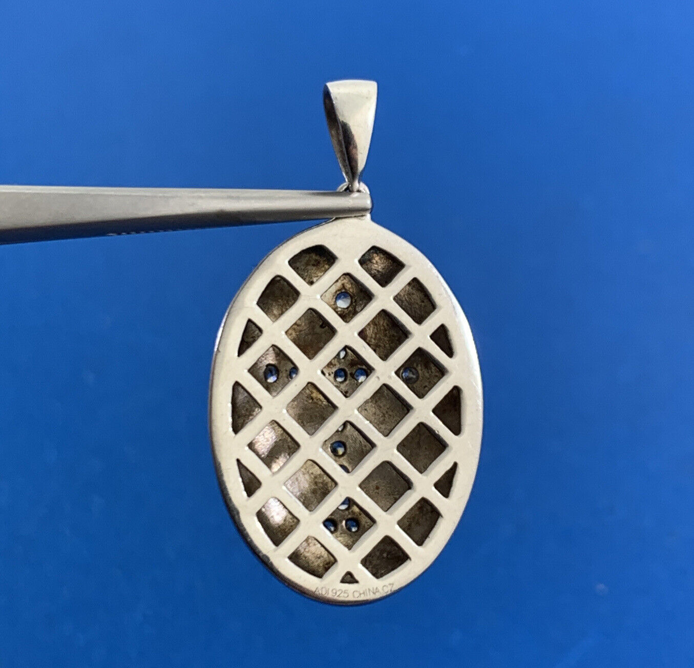 Designer 925 Sterling Silver Black Enamel Cubic Zirconia CZ Cross Pendant