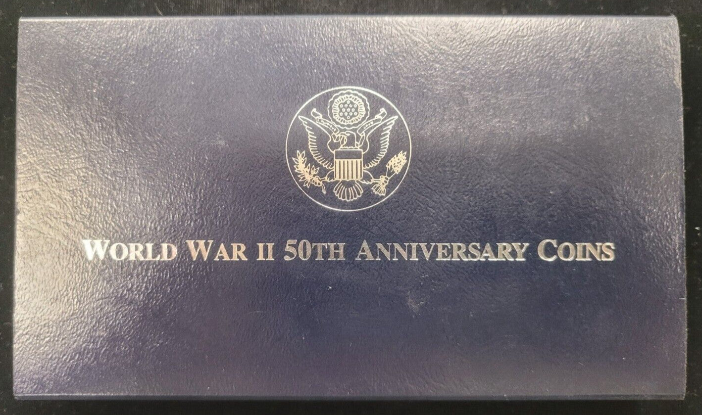 1991-1995 WWII 50th Anniversary Two Coin .900 Silver Proof Commemorative Set