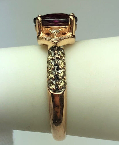 LeVian 14K Rose Gold Chocolate Vanilla Diamond Garnet January Anniversary Ring