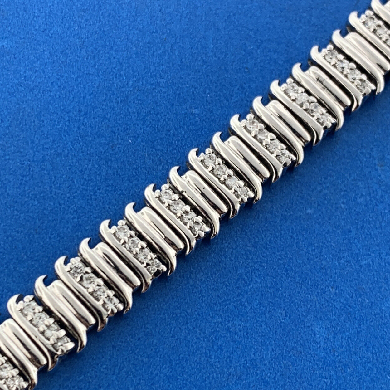 Designer 925 Sterling Silver Pave Diamond Statement Tennis Bracelet