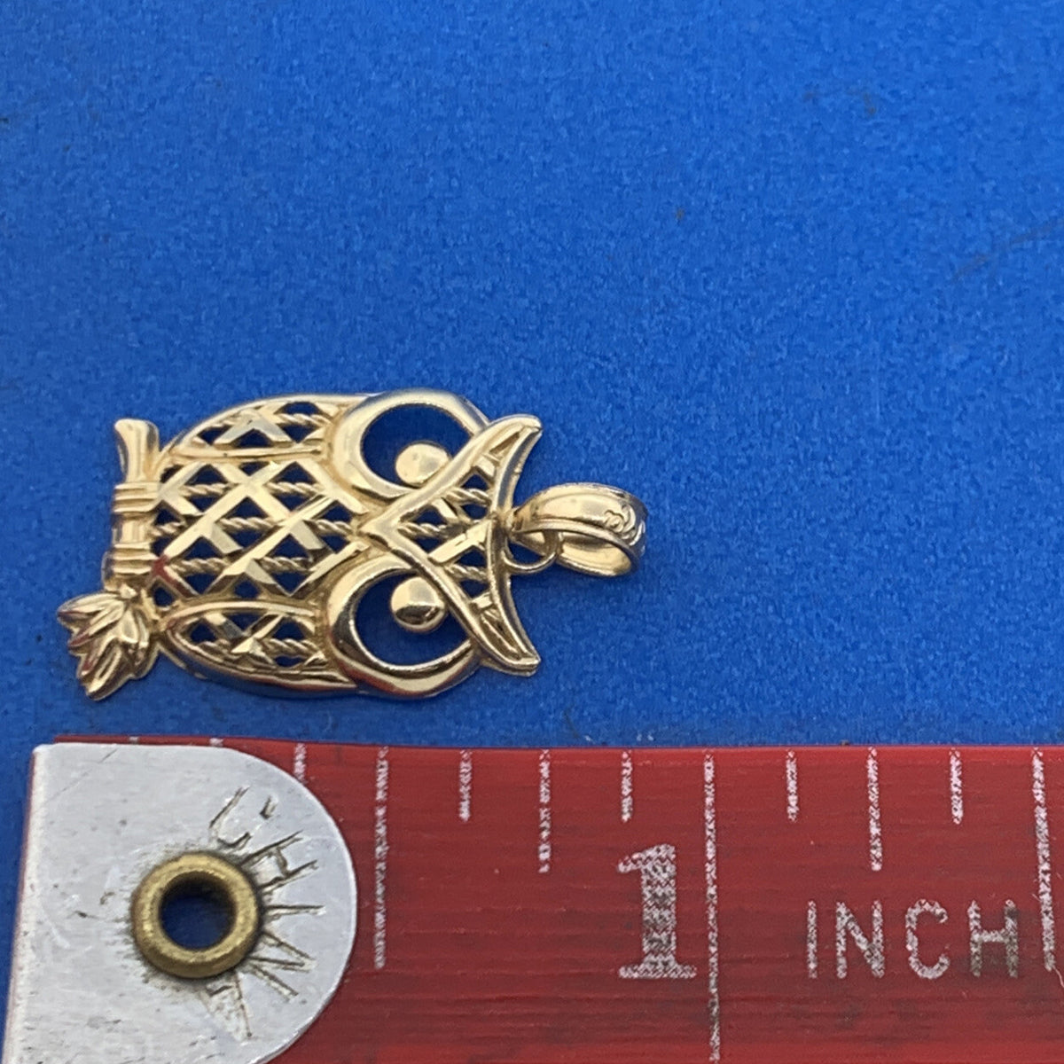 Designer Michael Anthony MA 10K Yellow Gold Open Work Wise Owl Charm Pendant
