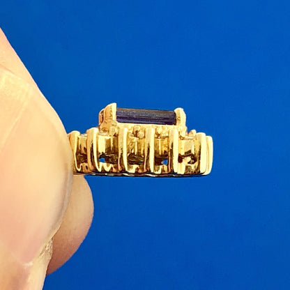 14K Yellow Gold Purple Tanzanite Diamond Charm Pendant