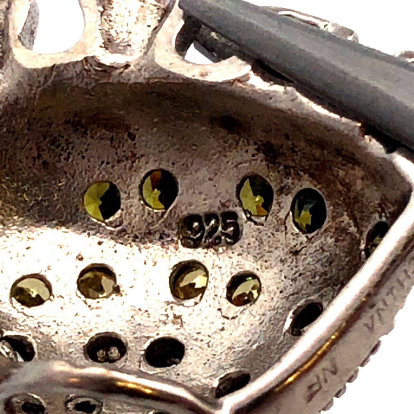 Adorable 925 Sterling Silver Mixed Colored Cubic Zirconia Turtle Pendant