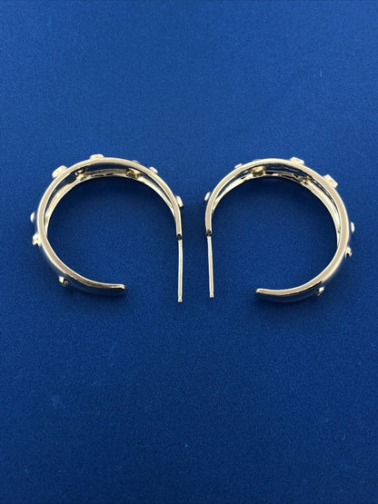Spectacular 925 Sterling Silver Modernist Moon Crater Open Hoop Earrings