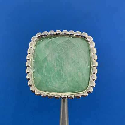 Paola Valentini Italy Sterling Silver 925 Faceted Green Amazonite Doublet Ring