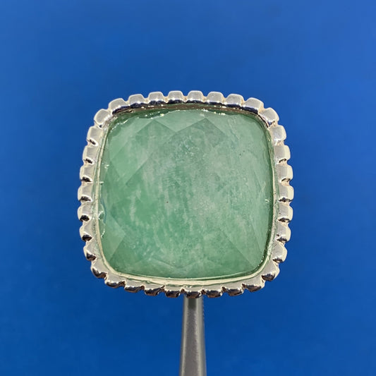 Paola Valentini Italy Sterling Silver 925 Faceted Green Amazonite Doublet Ring
