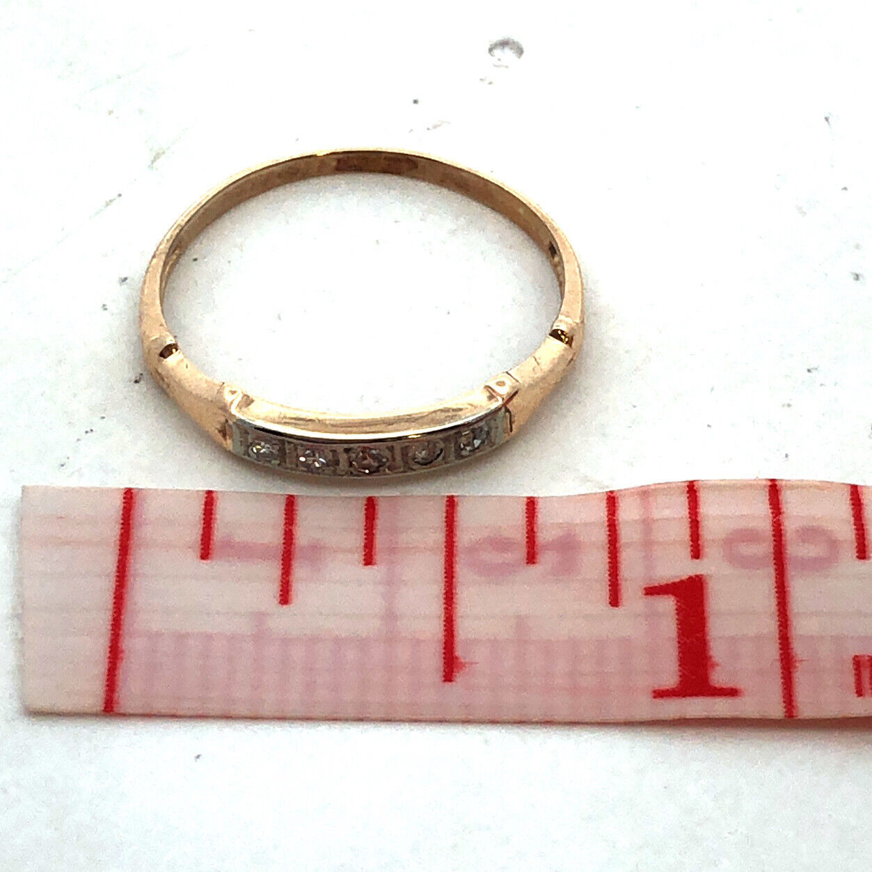 Estate 14K Yellow Gold Round Diamond Stackable Anniversary Band Ring