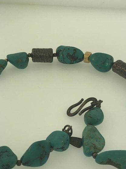 Vintage SILPADA 925 Sterling Silver Chunky Turquoise Nugget Statement Necklace