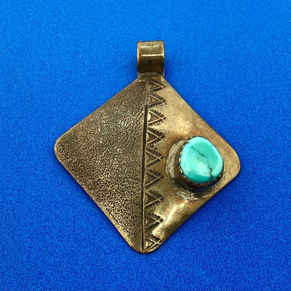 Designer Bah Hayes Silver Plated Native American Chunky Turquoise Pendant