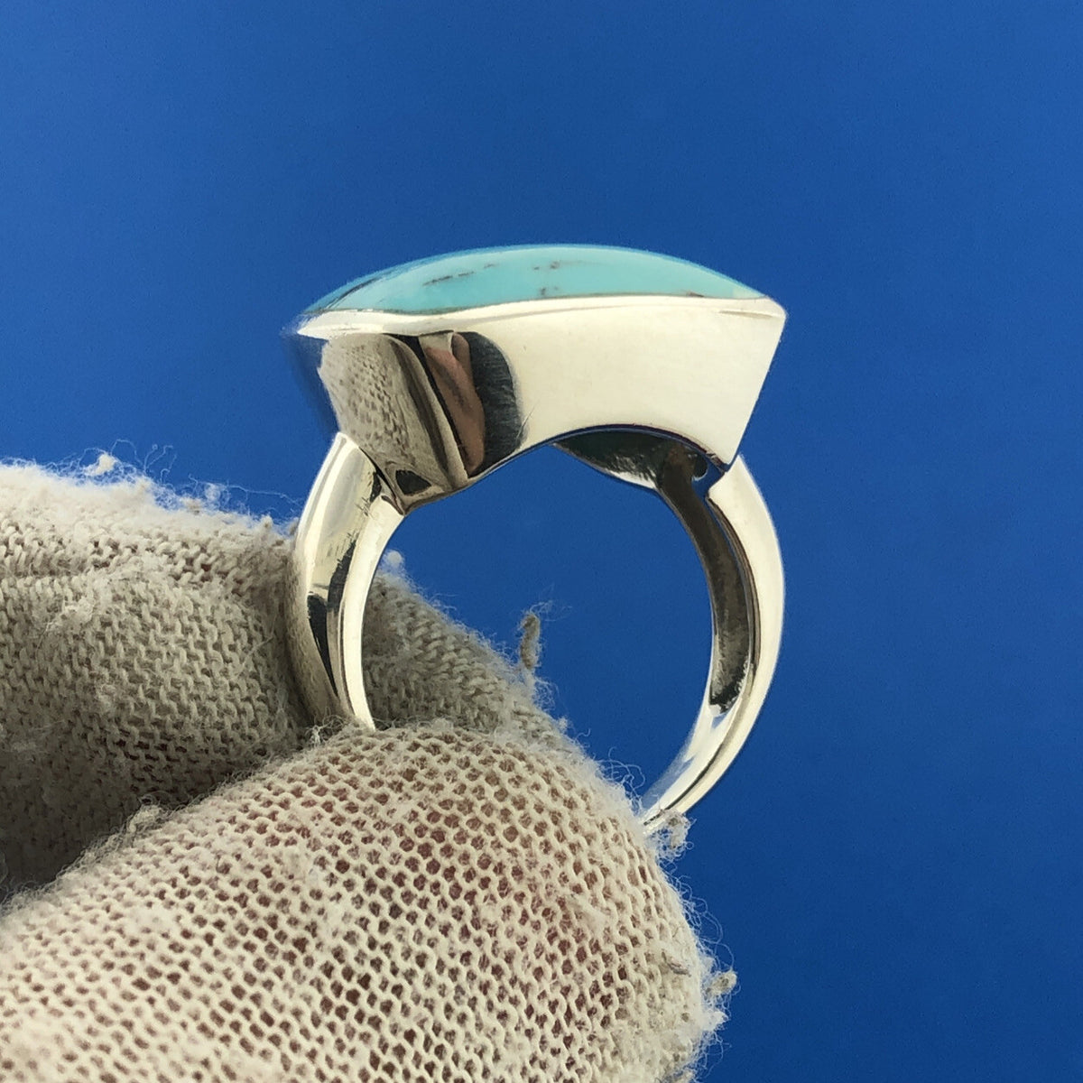 Stunning Sterling Silver 925 Cushion Cabochon Larimar Statement Ring Size 6