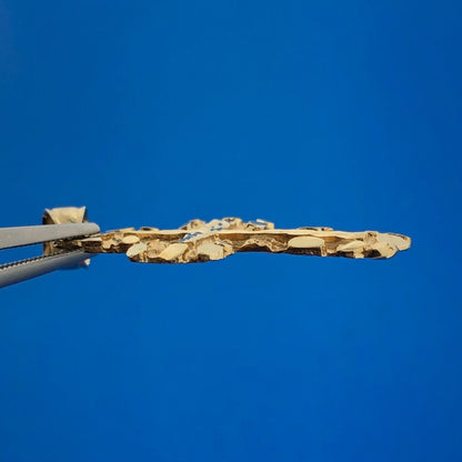 Retro 14K Yellow Gold Nugget Diamond Cut Cross Religious Communion Pendant