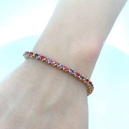 Ross Simons 18K Yellow Gold Custom Amethyst Ruby Statement Tennis Bracelet