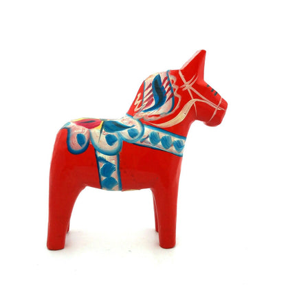 Vintage Swedish Akta Dala Hemslojd Hand Painted Red Horse Wooden Toy Figurine