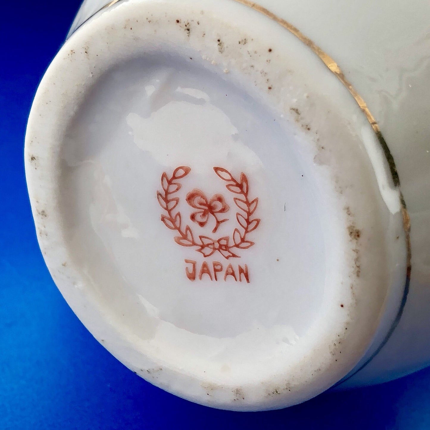 1921-1941 Yoko Boeki Hand Painted Rose Gold Tip Demitasse Cream Pitcher Marked